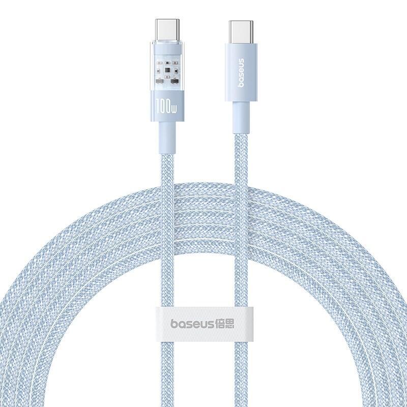 Baseus gem cable de carga rÁpida usb c a usb c 2 m 100 w azul