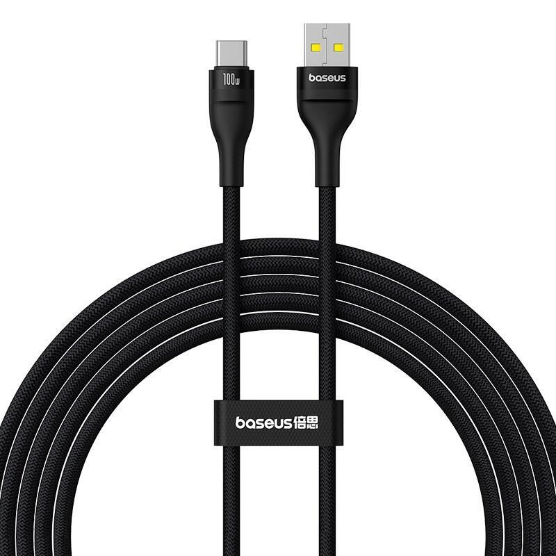 Baseus flash 2 cable de carga rÁpida usb a a usb c 2 m 100 w negro