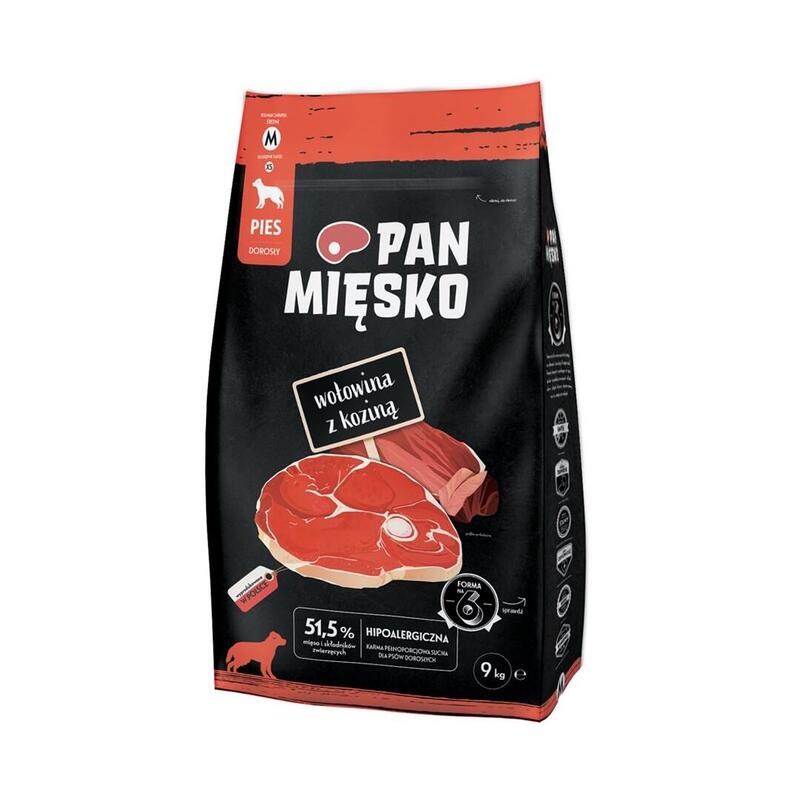 Alimento seco para perros pan miesko beef with goat m  9kg