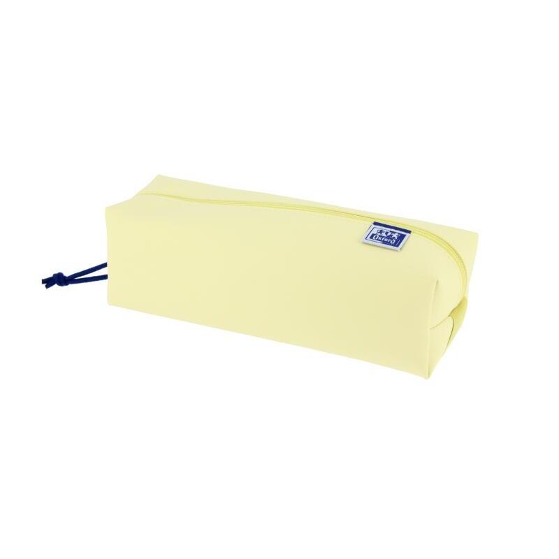 Oxford live & go estuche cuadrado grande – material acolchado – goma elastica para unirlo al cuaderno – amarillo
