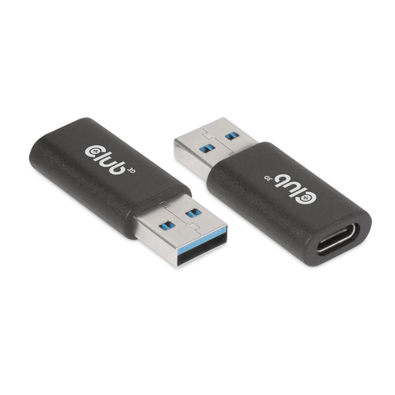 Adaptador club3d usb 3.2 gen1 tipo a a usb 3.2 gen1 tipo c (m / f), negro
