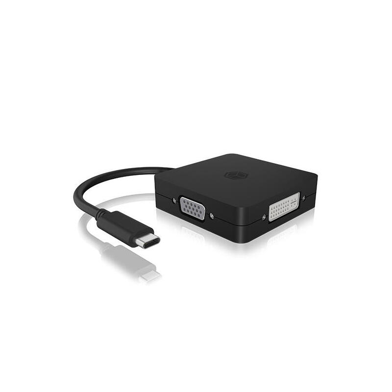 Adaptador icybox 4in1 video adaptador usb-c – vga/hdmi/dvi-d ib-dk1104-c