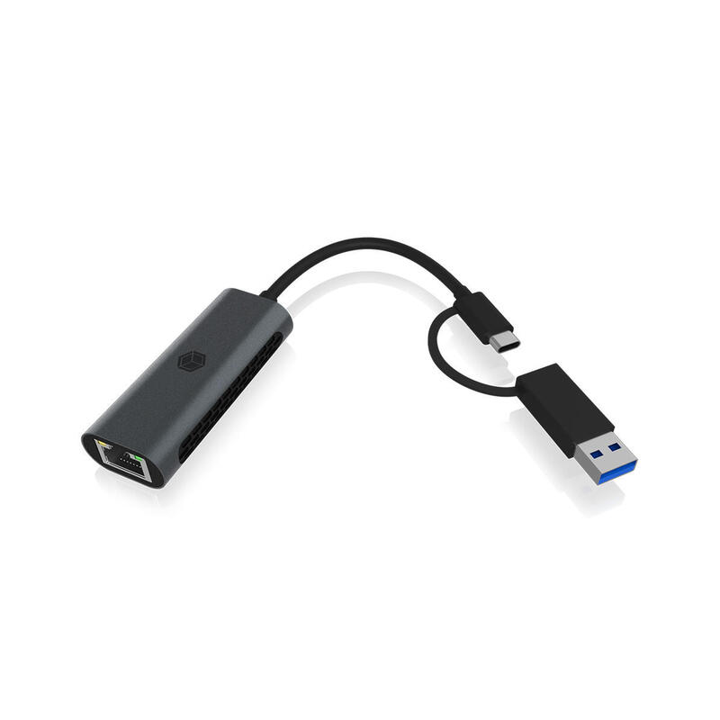 Adaptador icybox usb3.2 gen1 type-a, type-c 2.5gb ethernet lan retail