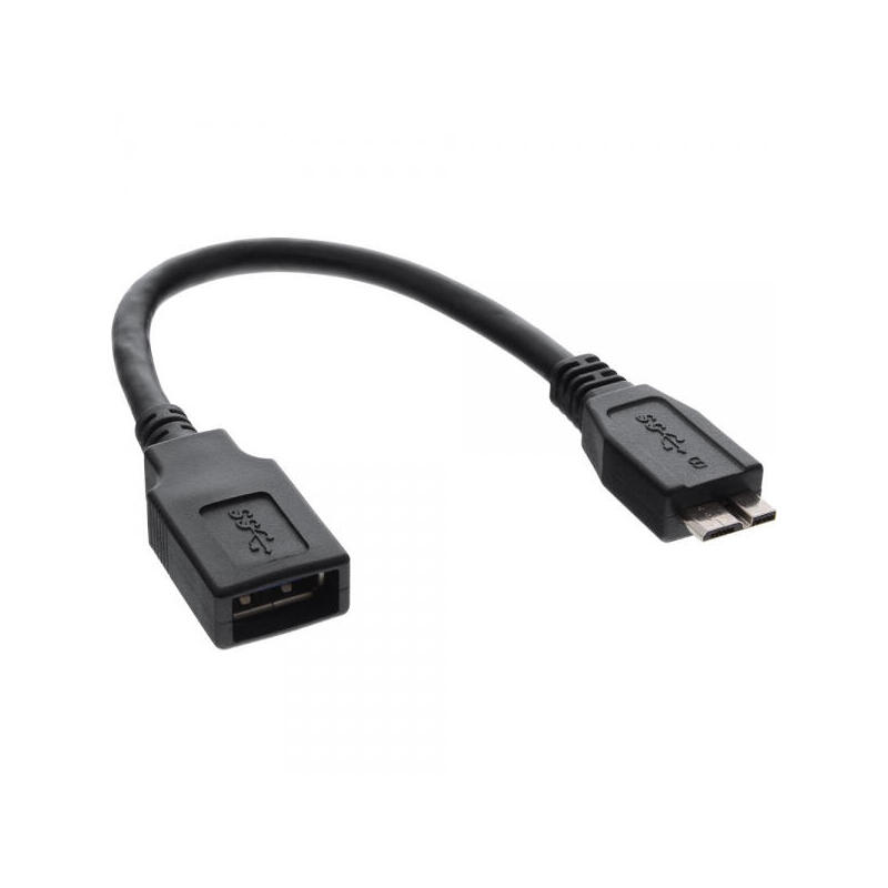 Adaptador inline micro usb 3.0 otg micro b macho a usb tipo a hembra 0,15 m