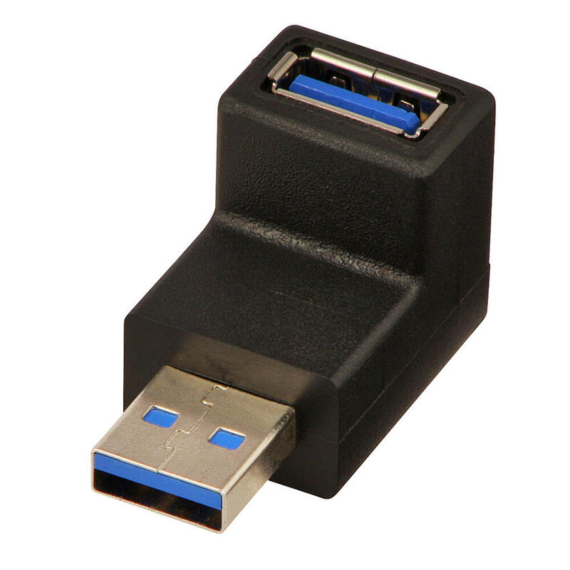 Adaptador lindy usb 3.0 tipo a 90° acodado por debajo m/h negro