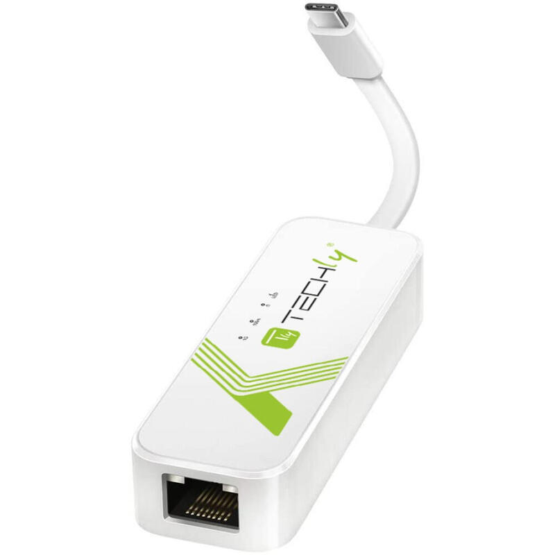 Adaptador techly usb 3.1 tipo c rj45 10/100/1000, blanco