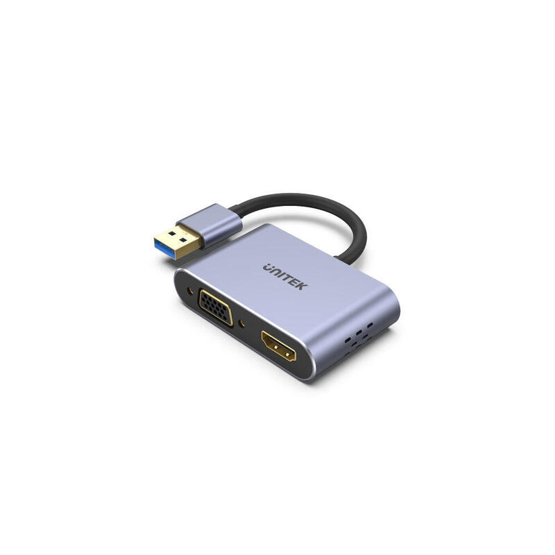 Adaptador unitek usb-a – hdmi y vga fullhd m/f