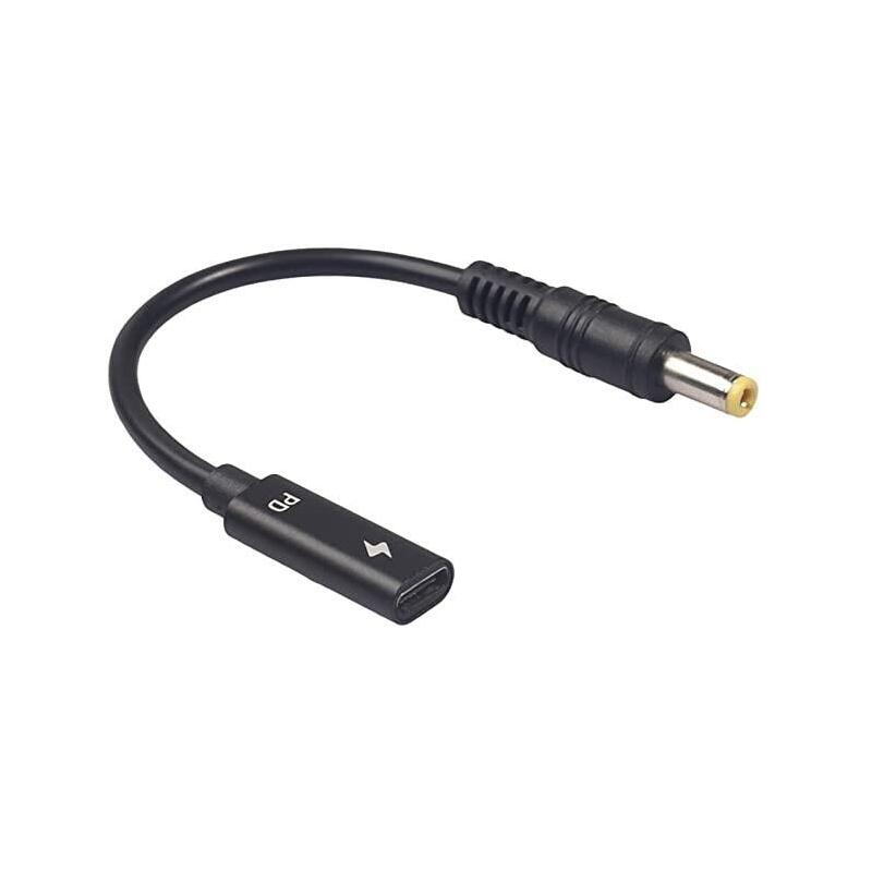 Adaptador usb-c hembra a 5.5×2.5mm macho 65w de 15cm