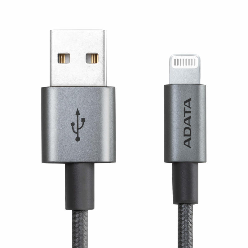 Adata amfial-1mk-cti cable de conector lightning 1 m titanio, adaptador titanio, 1 m, lightning, usb a, macho, macho, titanio