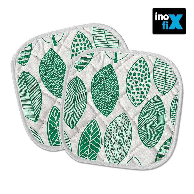 Agarradores cocina acolchados hojas 20x20cm. inofix