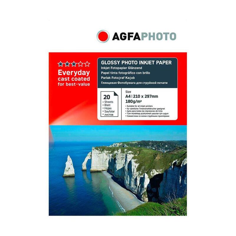 Agfaphoto everyday photo inkjet paper glossy 180 g a 4 20 sheets