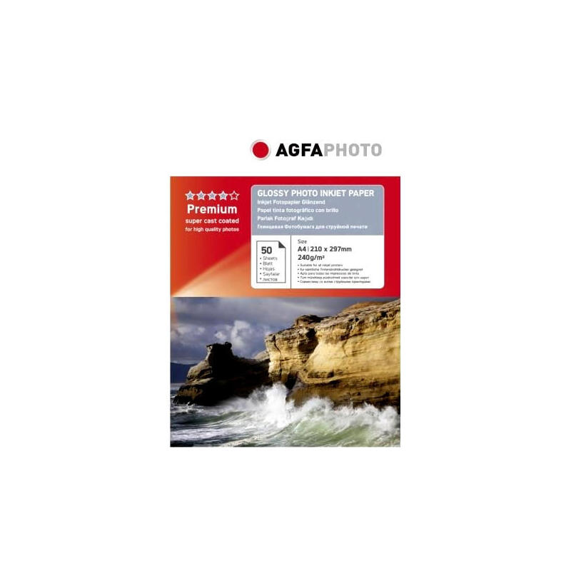 Agfaphoto papel fotografico para impresora de inyecciÓn de tinta a4 (210×297 mm) brillo 50 hojas blanco