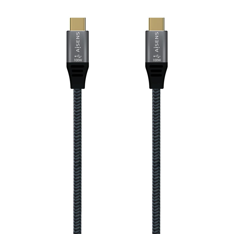Aisens cable usb 2.0 aluminio 5a 100w e-mark – usb-c/m-usb-c/m – 2m – gris