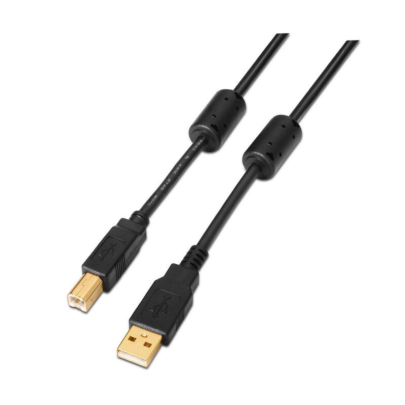 Aisens cable usb 2.0 impresora con ferrita – tipo a macho a tipo b macho – 5m – negro