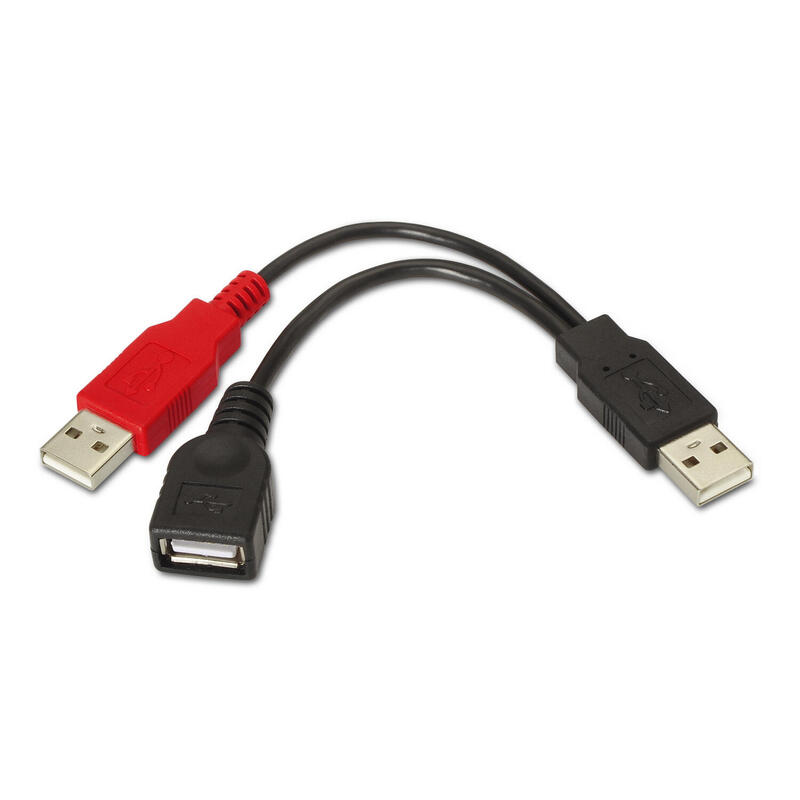 Aisens cable usb 2.0+alimentacion – tipo a/m+a alimentacion/m-a hembra – 15cm – negro