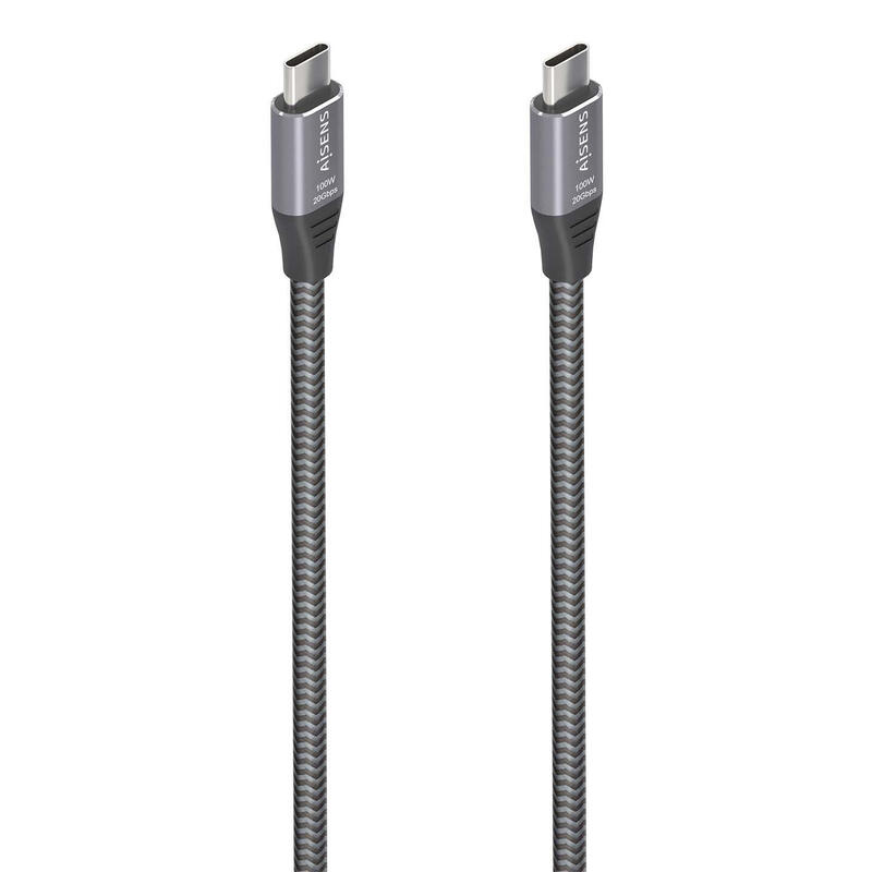 Aisens cable usb 3.2 gen2x2 aluminio 20gbps 8k@30hz 5a 100w e-mark, tipo usb-c/m-usb-c/m, gris, 3.0m