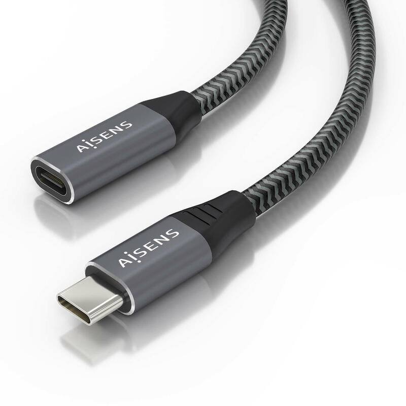 Aisens cable usb 3.2 gen2x2 aluminio 20gbps 8k@30hz 5a 100w – tipo usb-c/m-usb-c/h – 0.50m – gris