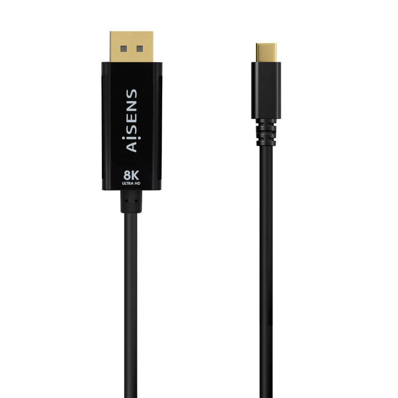 Aisens cable usb-c a displayport 8k@60hz – usb-c/m-dp/m – 1.80m – negro