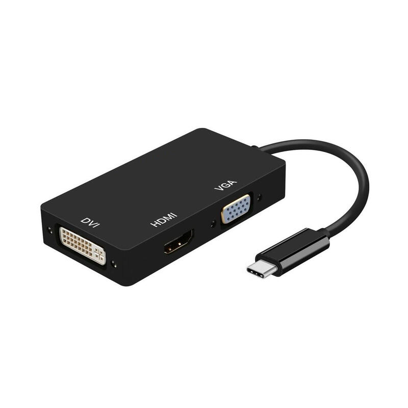 Aisens conversor usb-c a dvi/hdmi/vga – usb-c/m-dvi/h-hdmi/h-vga/h – 15cm – negro