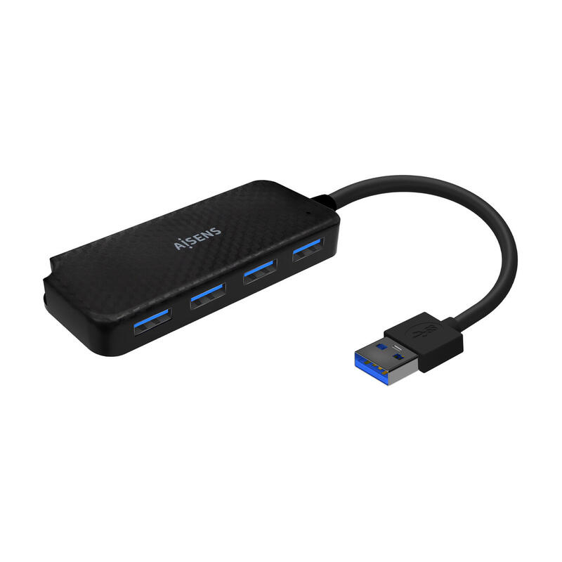 Aisens hub usb 3.0 – tipo a/m-4x tipo a/h – 15cm – negro