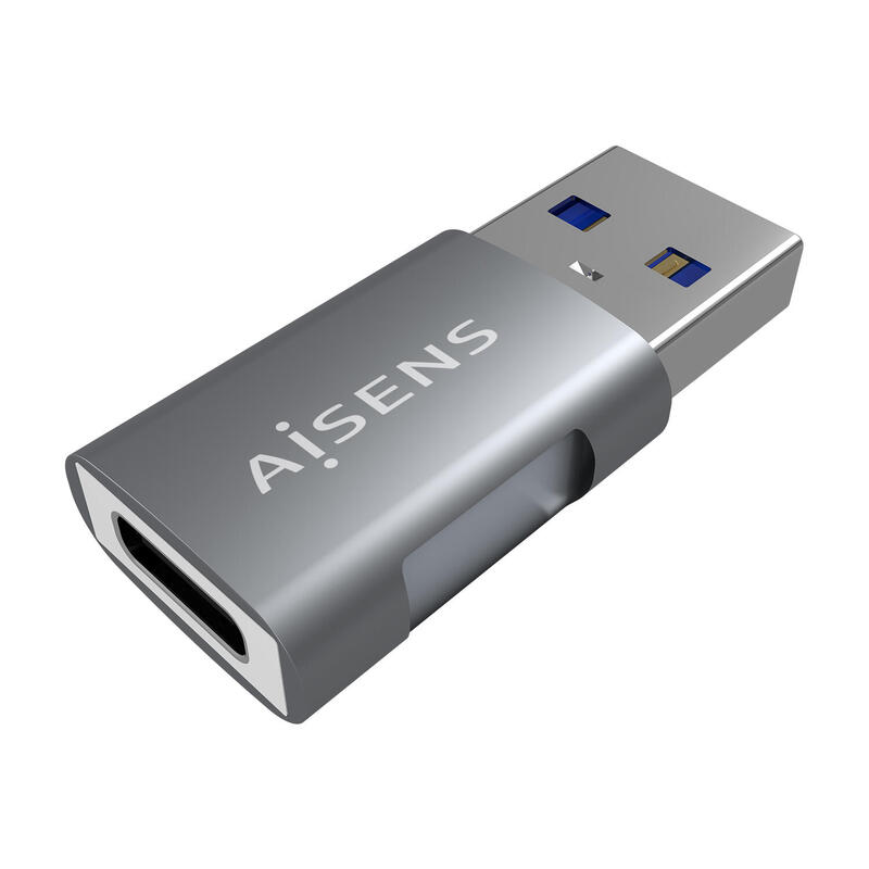 Aisens mini adaptador usb 3.2 gen2 10g 3a – tipo usb-c/h-a/m – gris
