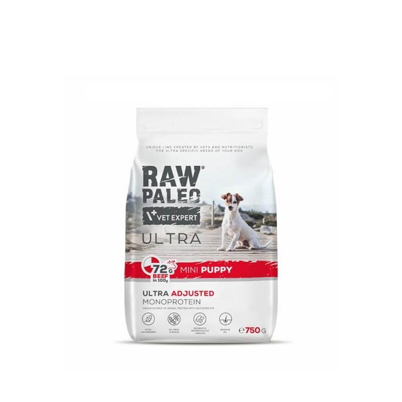 Alimento seco para cachorros raw paleo ultra mini puppy beef  de razas pequeÑas – 750 g