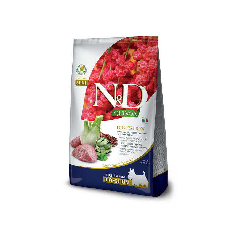 Alimento seco para perros  farmina n&d quinoa dog digestion lamb adult mini   2.5 kg