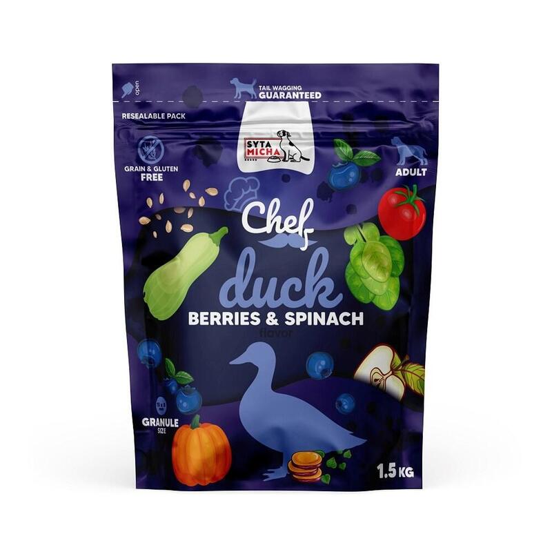 Alimento seco para perros syta micha chef duck, berries and spinach  1,5kg