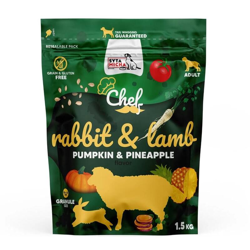 Alimento seco para perros syta micha chef rabbit, lamb with pumpkin and pineapple  1,5kg