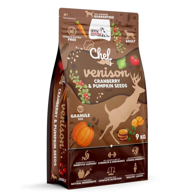 Alimento seco para perros  syta micha chef venison with cranberry and pumpkin seeds  9kg