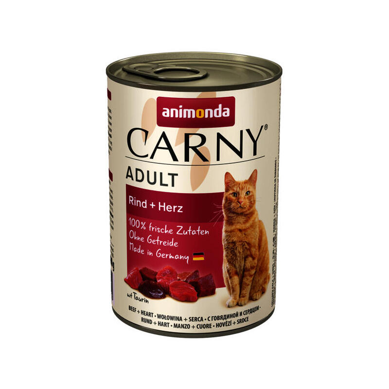 Animonda carny adult sabor: ternera y corazones – comida hÚmeda para gatos – 200g