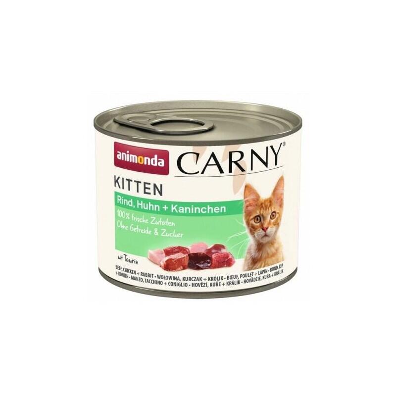 Animonda carny kitten beef, chicken, rabbit – comida hÚmeda para gatos – 200 g