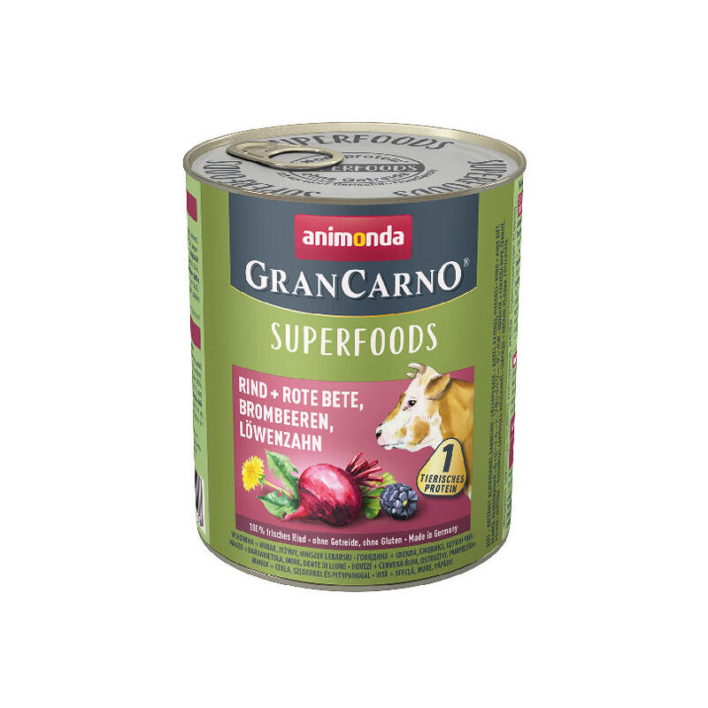 Animonda grancarno 4017721824408 alimento húmedo para perros remolacha, ternera, blackberry, diente de león adulto 800 g