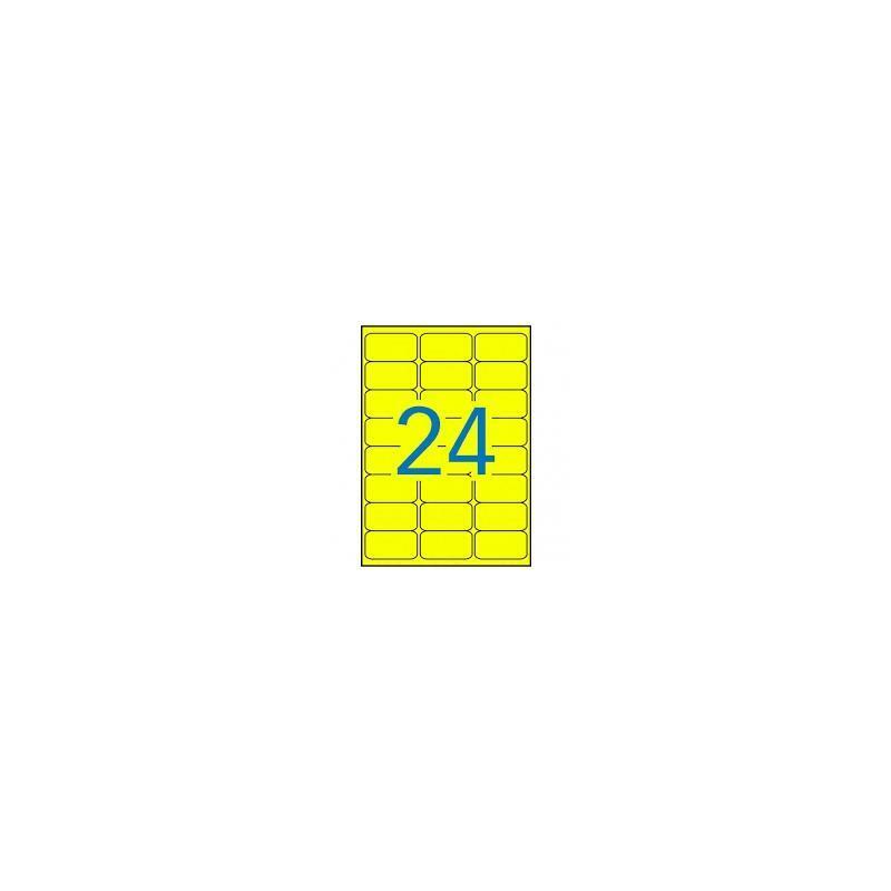 Apli etiquetas adhesivas 64×33,9mm lÁser c/romos 24 x 20h amarillo fluorescente