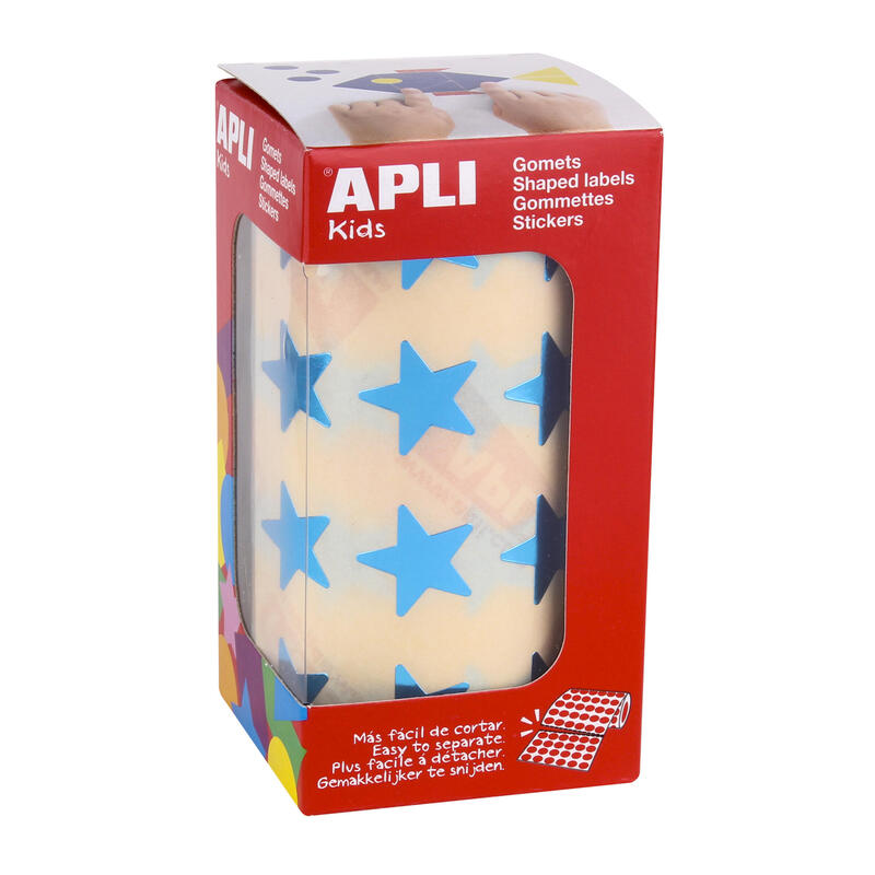 Apli gomets estrella azul metalizado – tamaÑo 19.5mm – adhesivo permanente – 1416 gomets por rollo – ideal para actividades crea