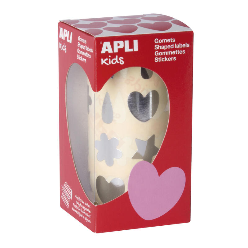 Apli gomets formas surtidas plata – 720 gomets por rollo – adhesivo permanente – facil separacion