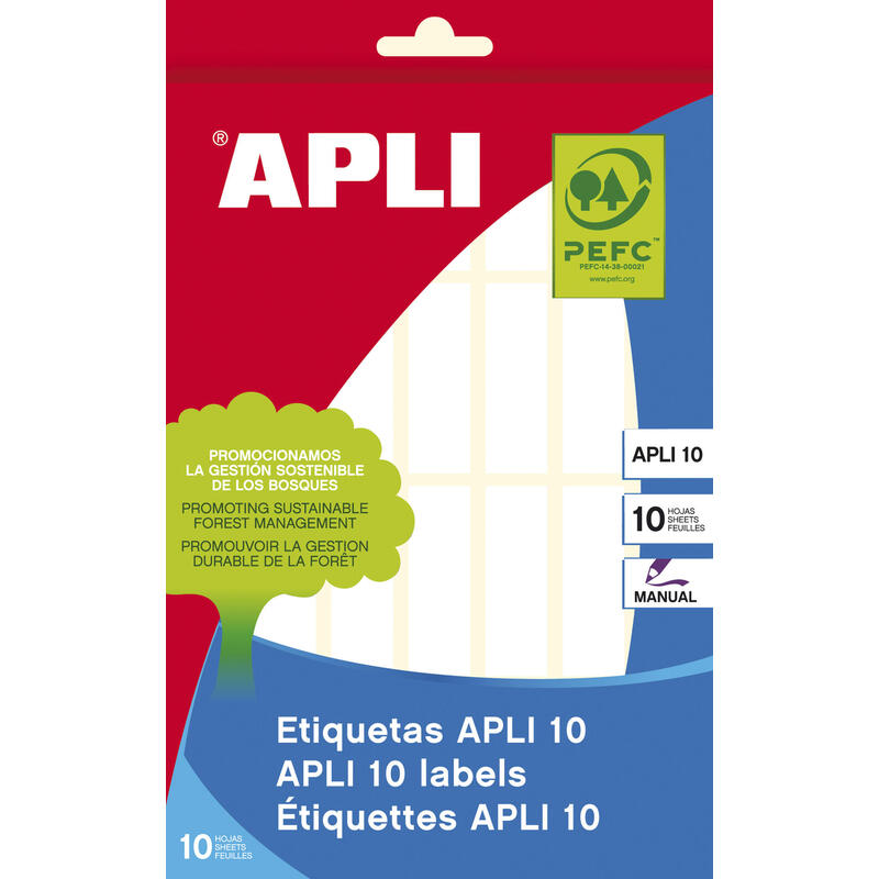 Apli pack de 280 etiquetas permanentes blancas 13x40mm – aptas para escritura manual