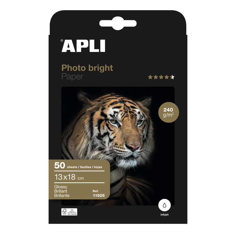 Apli papel fotografico photobright 13 x 18 cm 240g 50 hojas