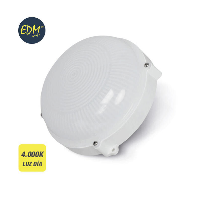 Aplique exterior led circular 12w ip65 4000k luz dia Ø18,8×7,5cm edm