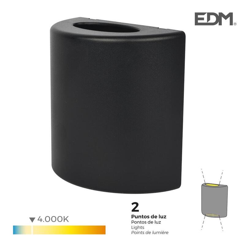 Aplique led 3w 60lm 4000k luz dia ip54 12x12x6cm ovalado edm