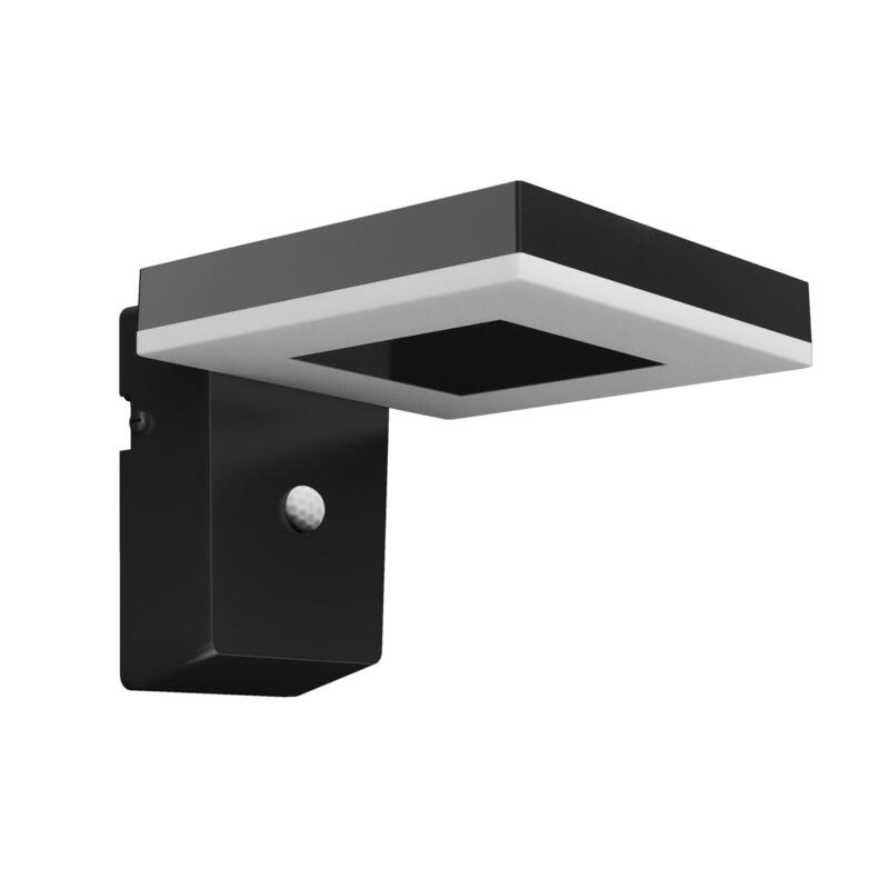 Aplique solar mural cuadrado ultraeficiente,ip44 1,3w, 250im 3000k, luz cÁlida, philips