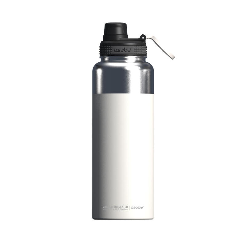 Asobu – mighty alpine flask – botella aislada de acero inoxidable para exteriores de 1,2 litros blanco