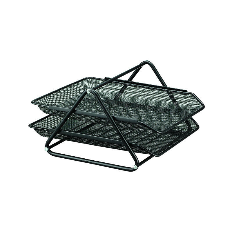 Bandeja sobremesa metÁlica q-connect rejilla gxa100 negra 2 bandejas 30x35x18,5cm