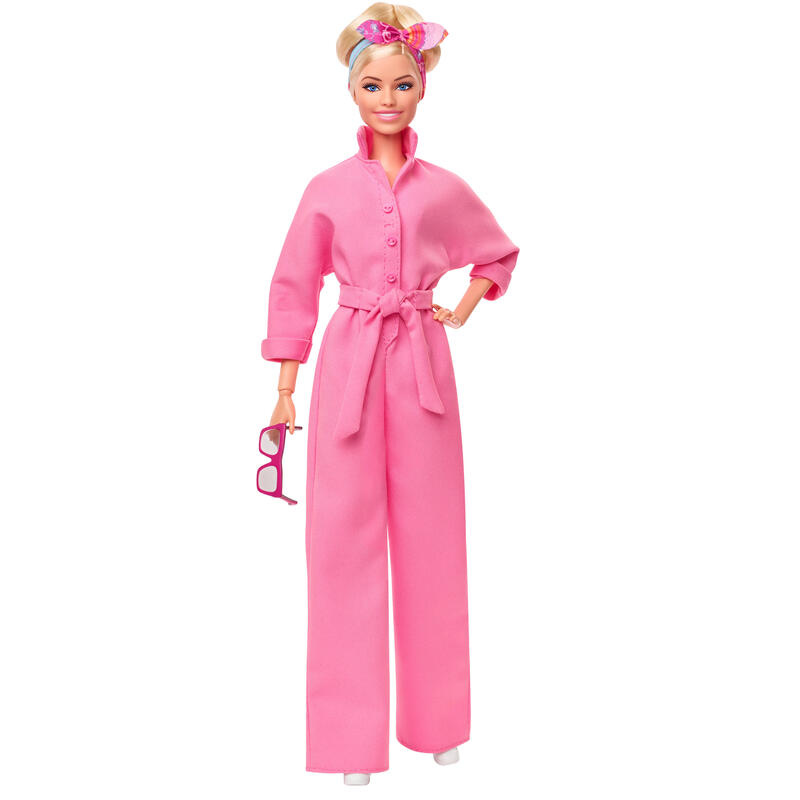 Barbie margot robbie como barbie: muÑeca con un mono rosa hrf29