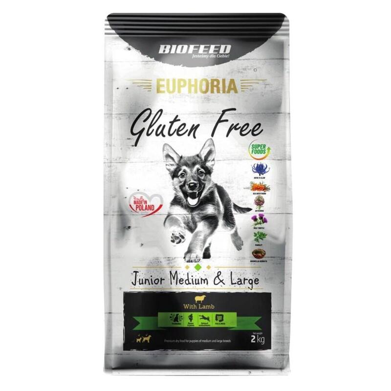 Biofeed euphoria gluten free junior medium & large lamb – alimento seco para perros – 2kg