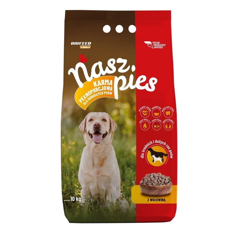 Biofeed nasz pies medium & large beef – alimento seco para perros – 15kg