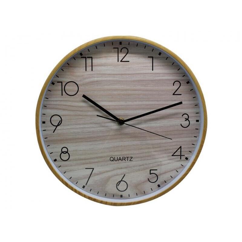 Bismark reloj oficina marco efecto madera – marco plastico – lente de cristal – manecillas de aluminio – esfera de pvc