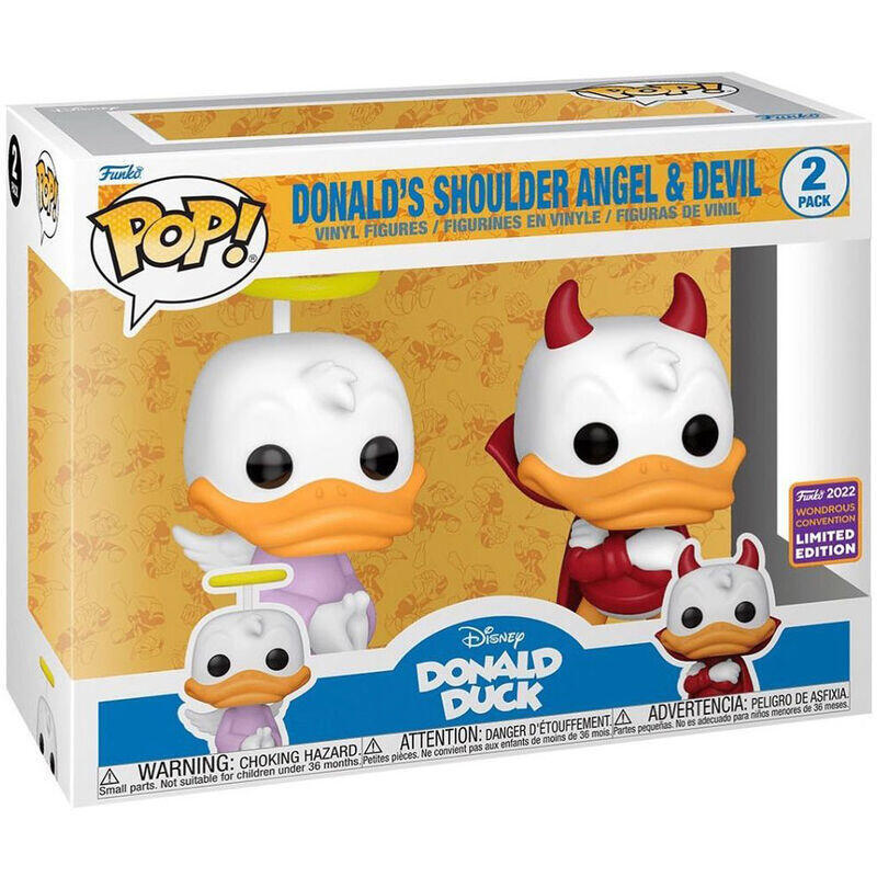Blister 2 figuras pop disney donald duck – donald angel & devil exclusive