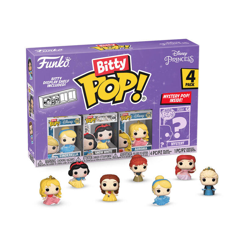 Blister 4 figuras bitty pop disney princesas cenicienta