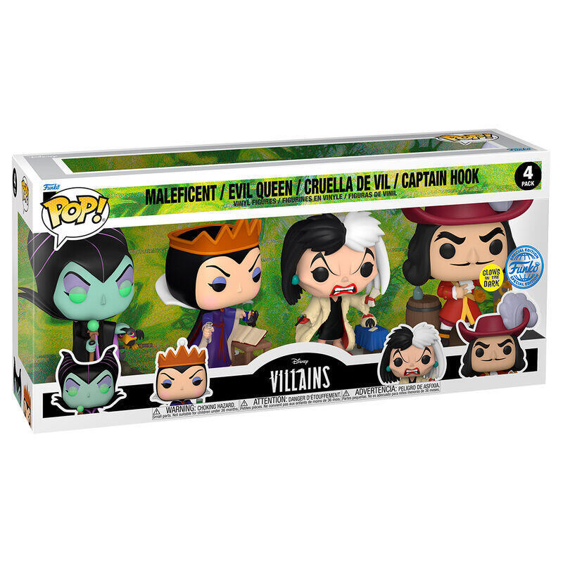 Blister 4 figuras pop disney villains